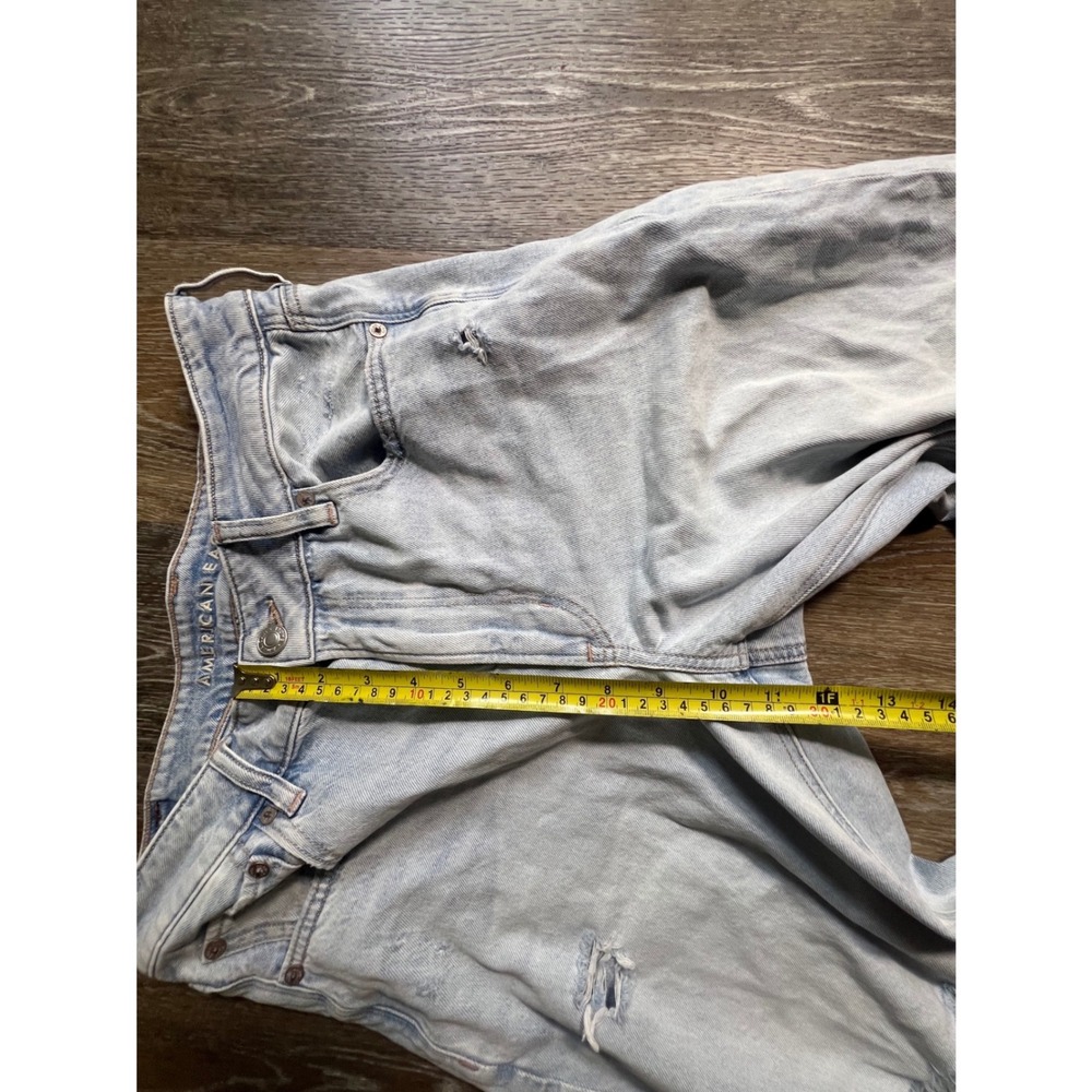 American Eagle Baggy Wide Leg Ankle Jeans Women 6 Short Light Wash Distressed - Picture 4 of 9